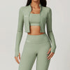 007 Chamarra de Zipper Crop - Verde aceituna