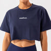 012 Camiseta Crop Top Manga Corta - Azul Oscuro
