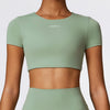 087 Crop Top de Manga Corta - Verde aceituna