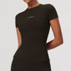 097 Blusa Manga Corta Ajustada - Marrón Oscuro