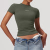 097 Blusa Manga Corta Ajustada - Verde aceituna