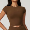 117 Camiseta Crop Top de Manga Corta - Marrón
